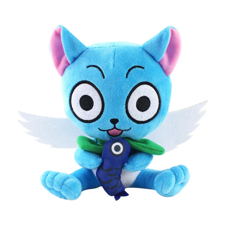 kf S3883e31e81654984b5dd9afb6f97c0f4T Anime Fairy Tail Cats Plush Toys Anime Cartoon Blue Happy Cat Soft Stuffed Dolls Christmas Birthday - Fairy Tail Shop