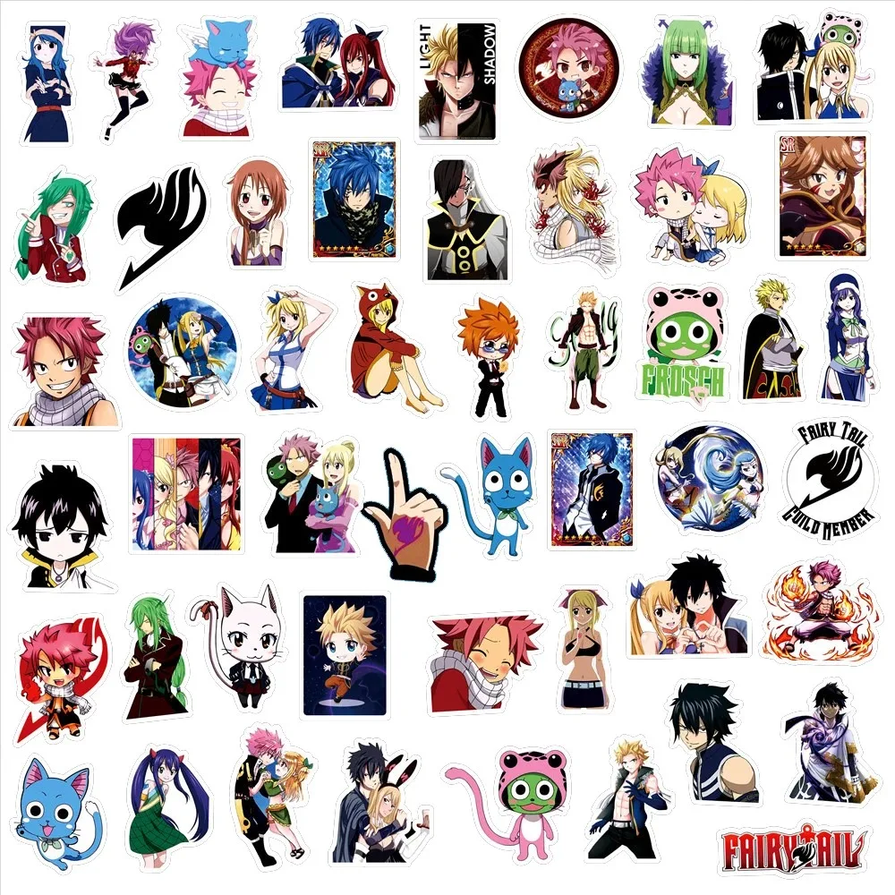 kf S4d203b040ce74f89a5bed6dded4c29dev 10 30 50pcs Fairy Tail Anime Stickers Lucy Natsu Cartoon Sticker Skateboard Motorcycle Phone Notebook Gray - Fairy Tail Shop