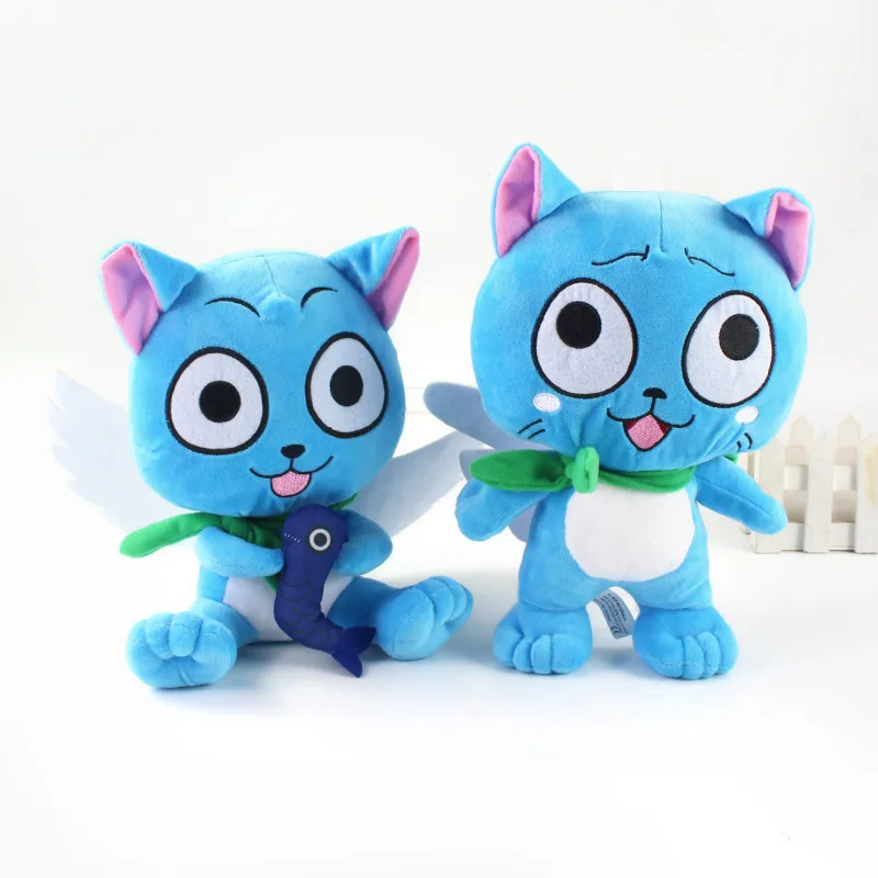 kf S7344fd9300e0480a811d8eab567b397aN Anime Fairy Tail Cats Plush Toys Anime Cartoon Blue Happy Cat Soft Stuffed Dolls Christmas Birthday - Fairy Tail Shop