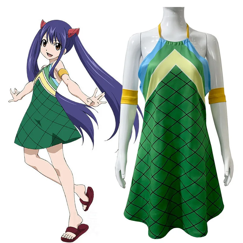 kf Seaa45742c03e44c080c93bfbf476e9a4D Fairy Anime Tail Wendy Marvell Cosplay Costume Magic Shooter Green Dragonscale Dress Woman Sexy Kawaii Carnival - Fairy Tail Shop