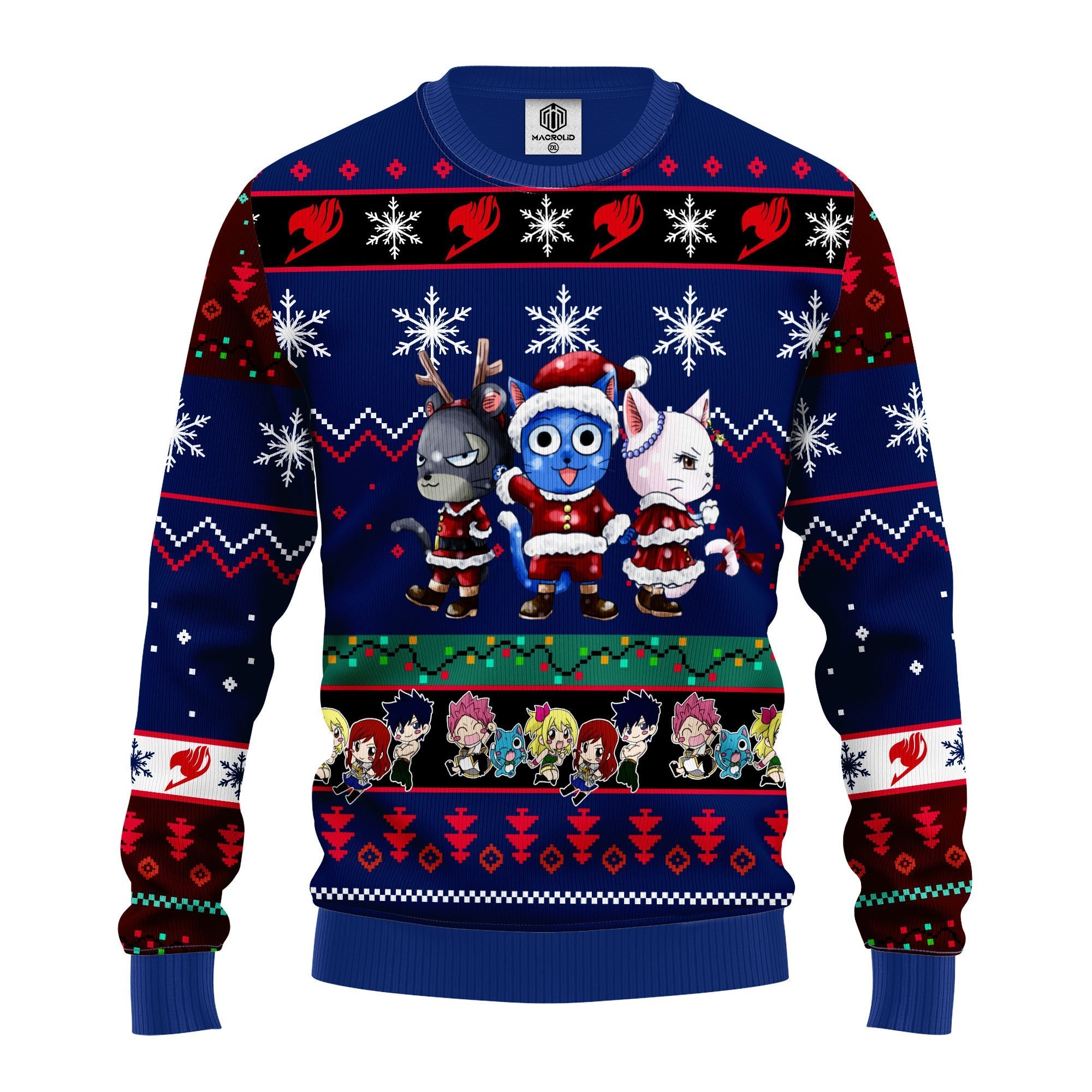 fairy tail anime christmas sweater blue 1 amazing gift idea thanksgiving gift 1g2dm - Fairy Tail Shop