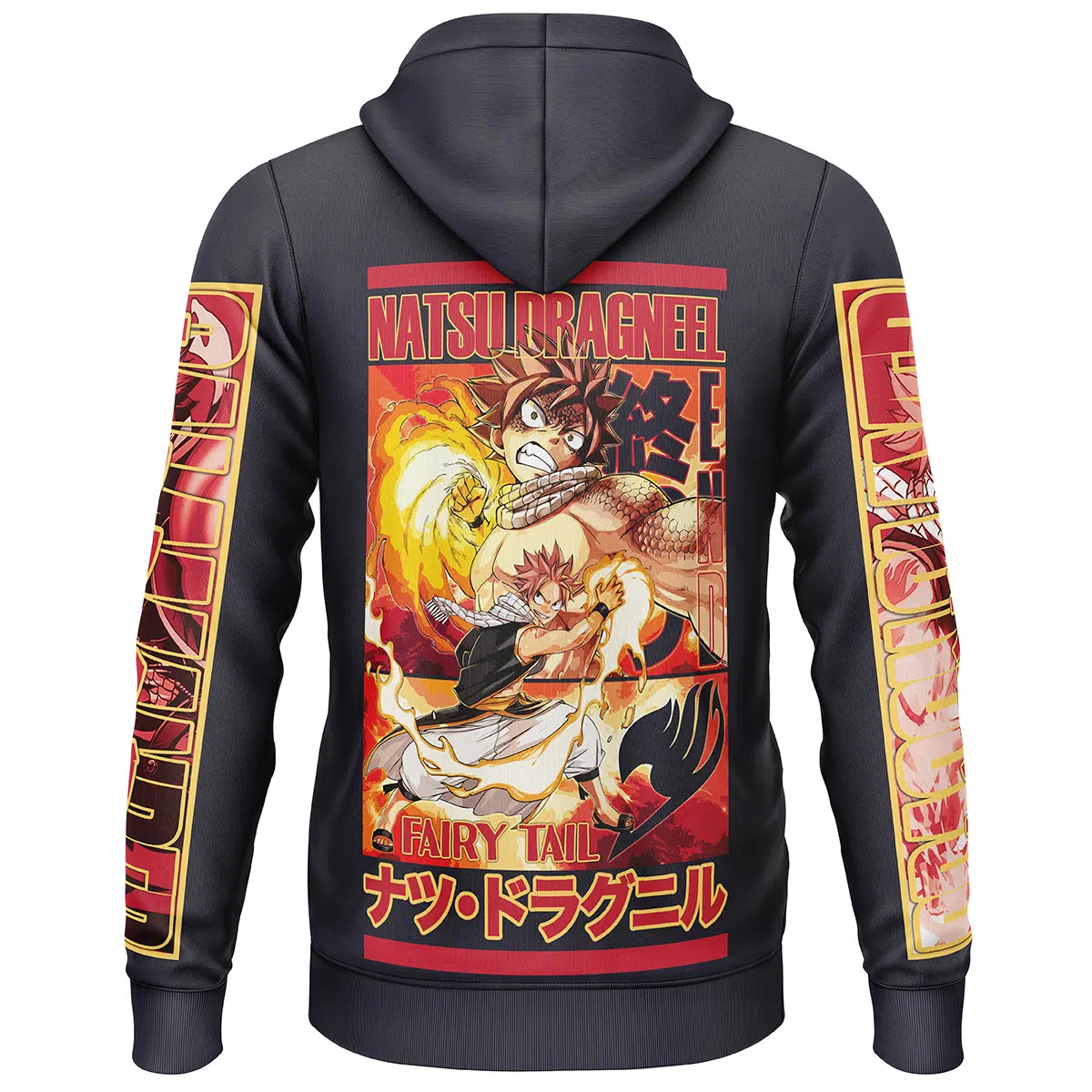 Natsu Dragneel Fairy Tail Streetwear Lightweight Hoodie BACK mokup - Fairy Tail Shop