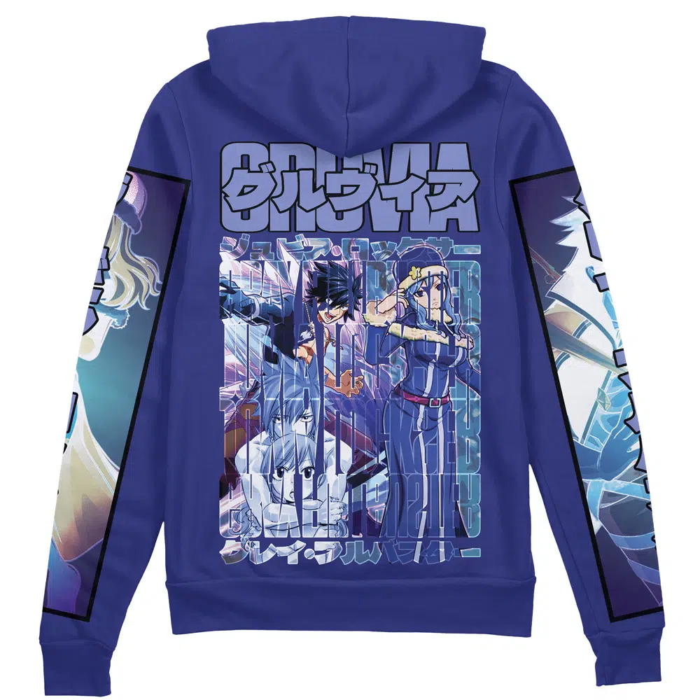 gruvia Zip Hoodie Back Mockup - Fairy Tail Shop
