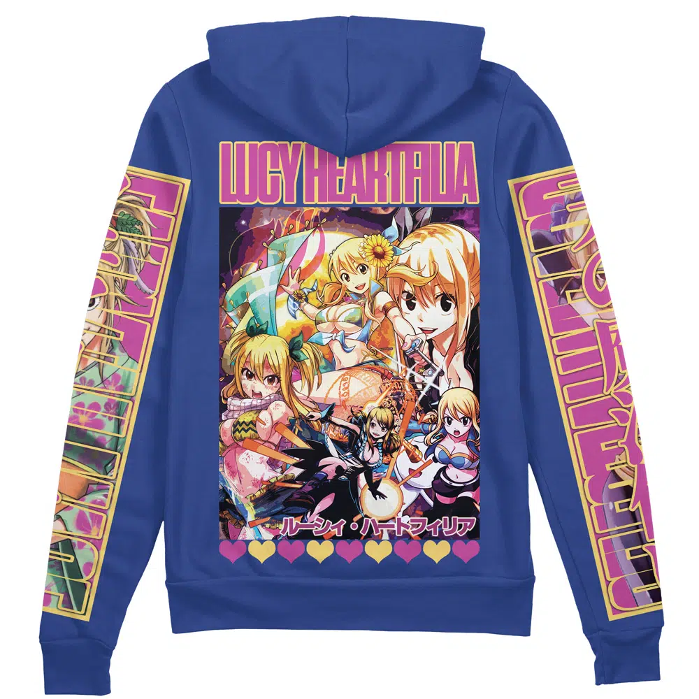lucy Zip Hoodie Back Mockup - Fairy Tail Shop