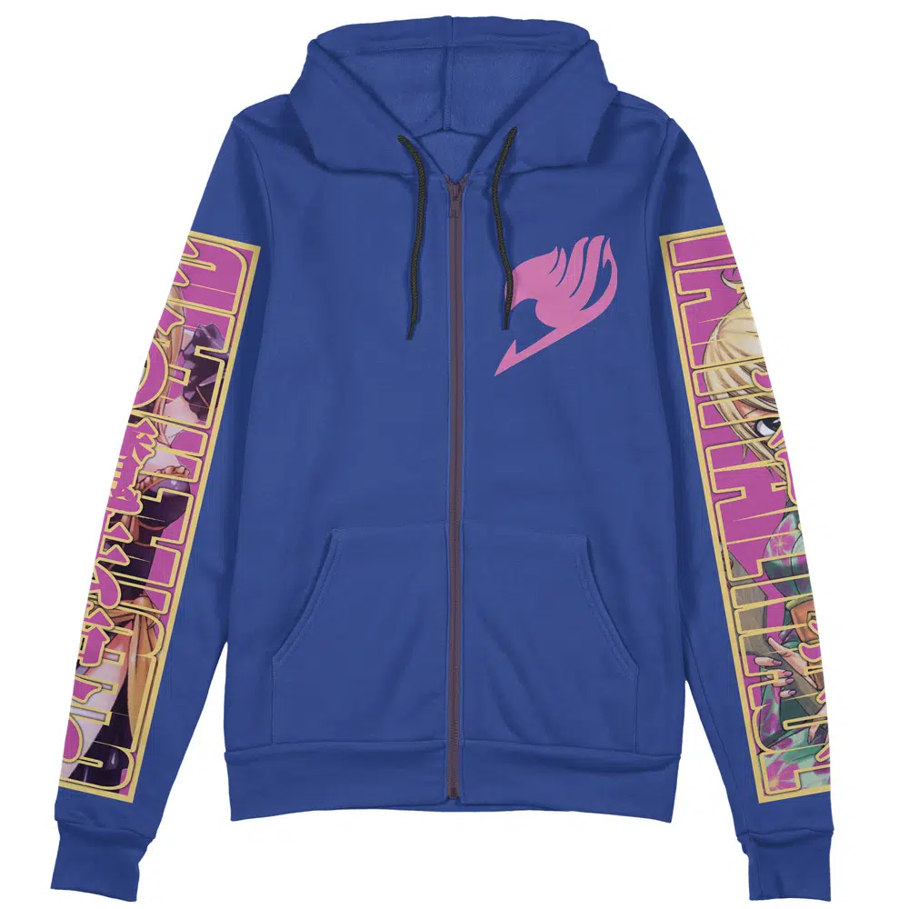 lucy Zip Hoodie Front Mockup - Fairy Tail Shop