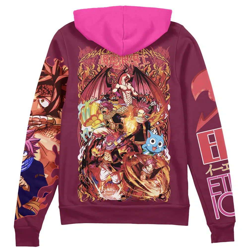 natsu Zip Hoodie Back Mockup - Fairy Tail Shop